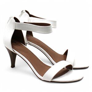 Style & Company Womens White Goring Ankle Strap Padded Paycee Round Toe Cone Hee